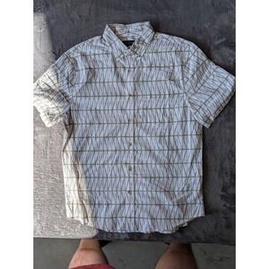 Banana Republic Mens Slim Fit Short Sleeve Geometric Grid Button Down Shirt M